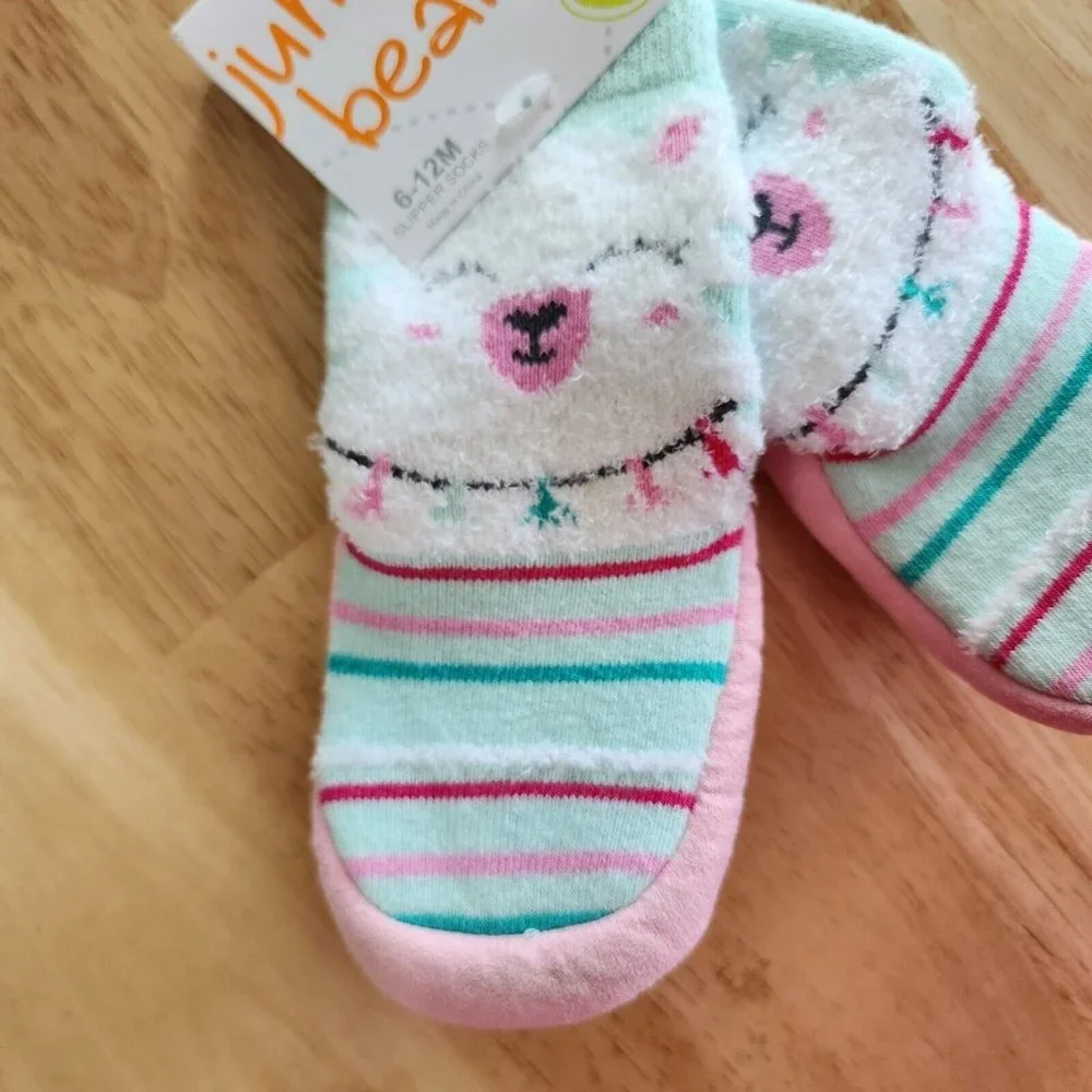 NEW Jumping Beans Llama Slipper‎ Socks Slippers Toddler Girl 3-4 Size 6-12M